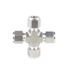 Good Price Stainless Steel Inch Double Ferrule Union Cross For Tube Fittings