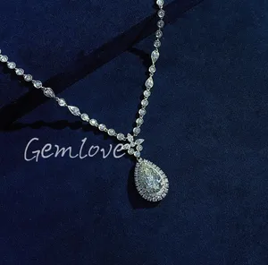 Fashionable Women's 18K Gold Diamond Necklace - IGI Certified Lab-Grown Pear and Round Cut Diamonds, Wedding Anniversary Gift