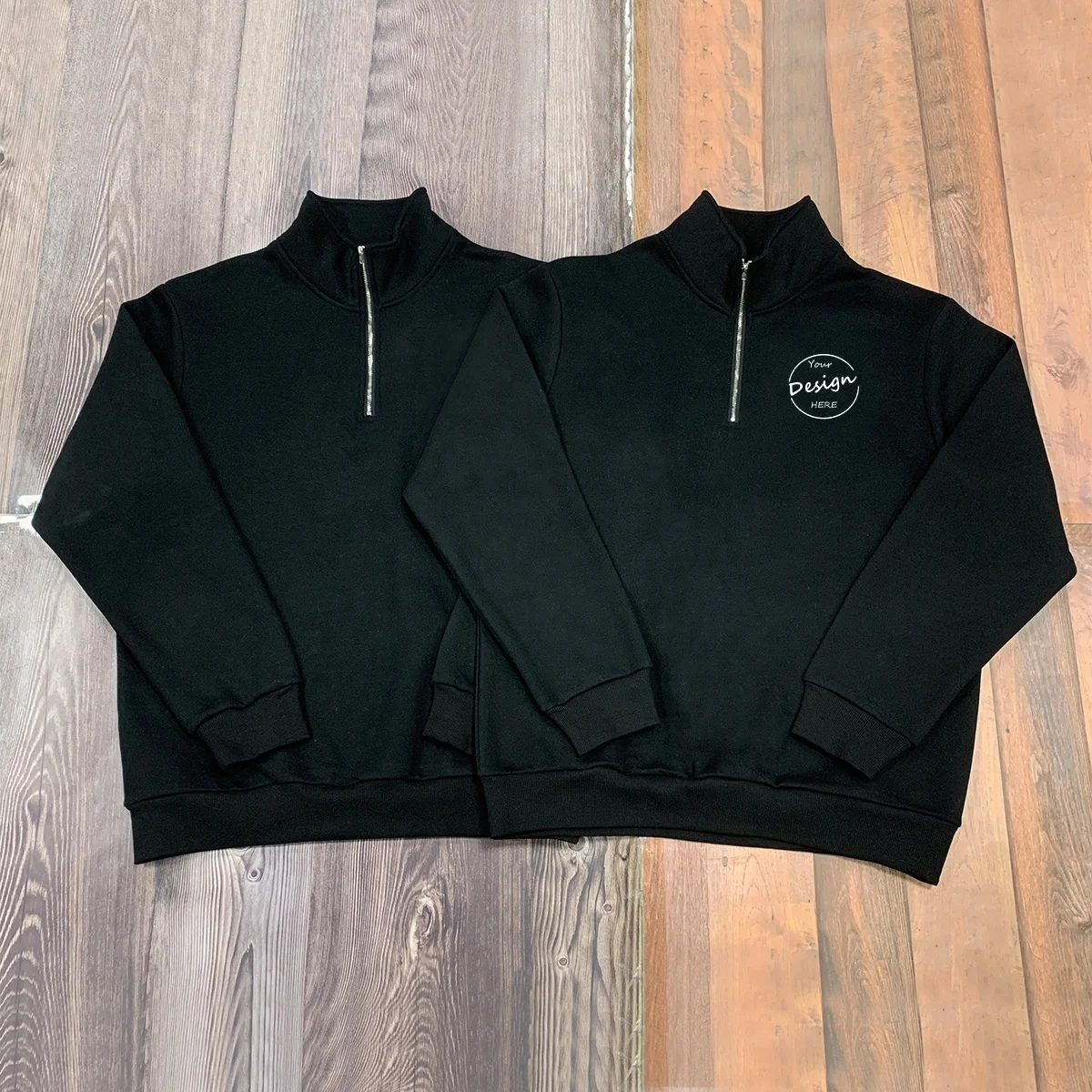 Half Zip Loose Solid Color Fleece Sweatshirt Quarter Zip Oversized Drop Shoulder Pullover 450gsm Quarter Zip Sweatshirt