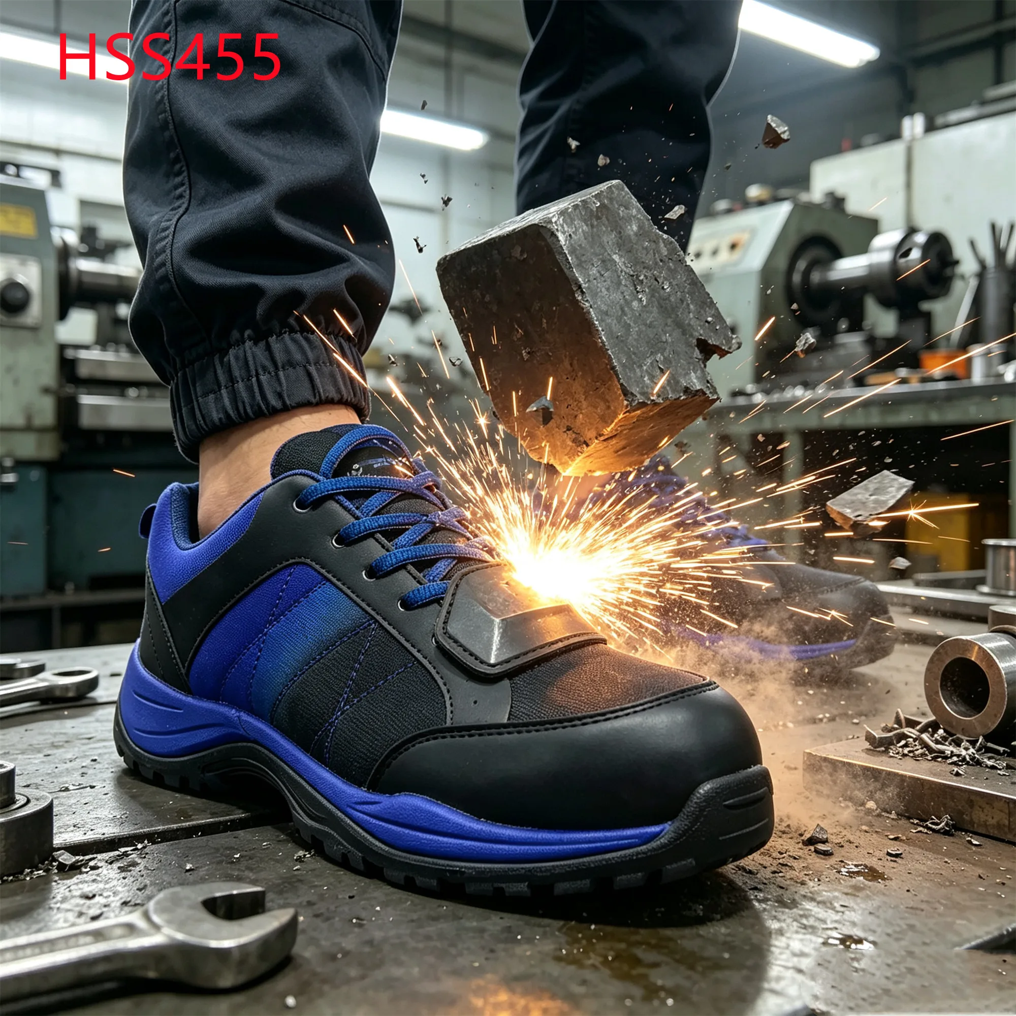 LXG,outdoor Engineering Blue&black PPE Fashion Safety Shoes Auto Repair Steel Toe&midsole Insert Hua Singh Work Shoes HSS455