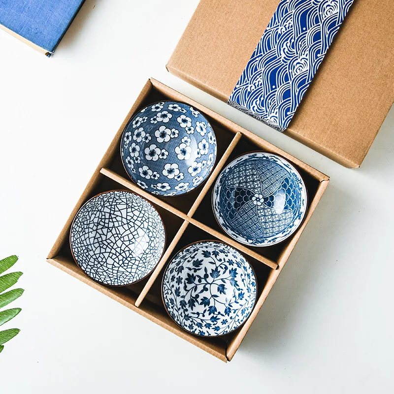 Japanese Style Dinnerware Set Handmade Gift Ceramic Rice Bowl Set