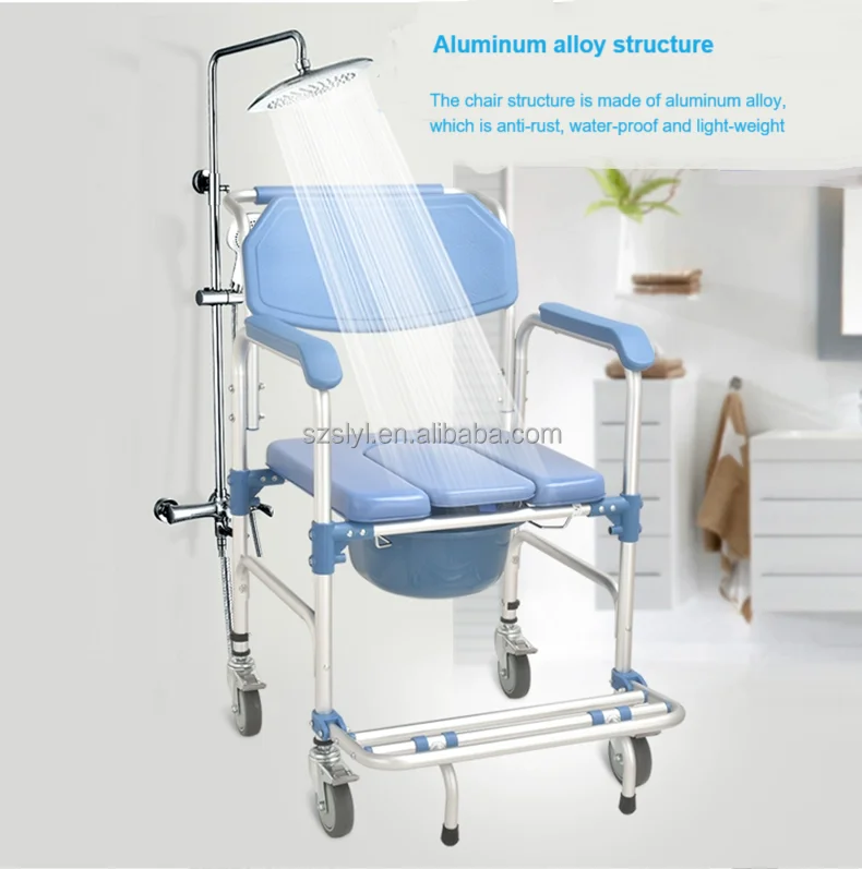 Elderly Toilet Chair Home Nursing Commode Mobile Bathroom Chair For ...