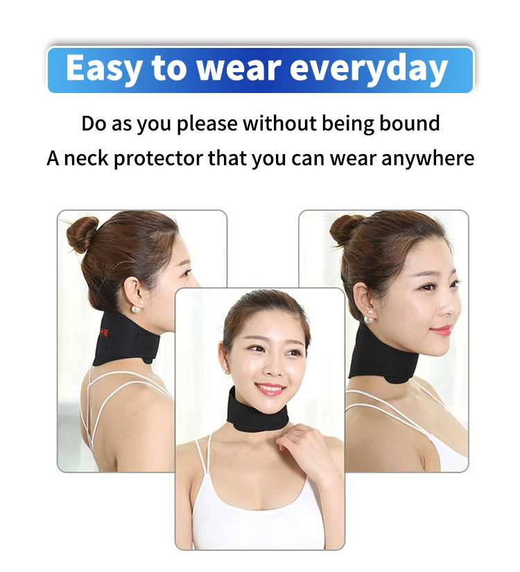 Self-heating Tourmaline Neck Magnetic Therapy Support Belt Black ...