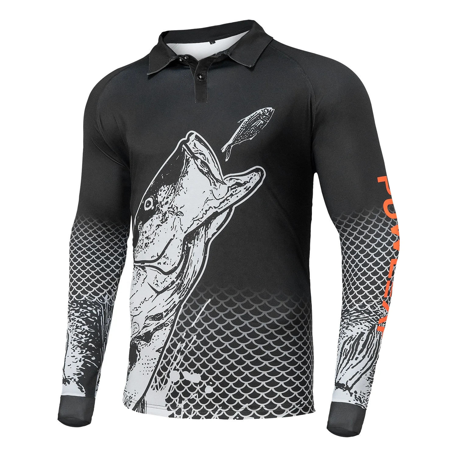 Custom Cool Fish Design Zipper Collared Button Fishing Polo Long Sleeve  Fishing Shirts Jerseys for Men Women Kids