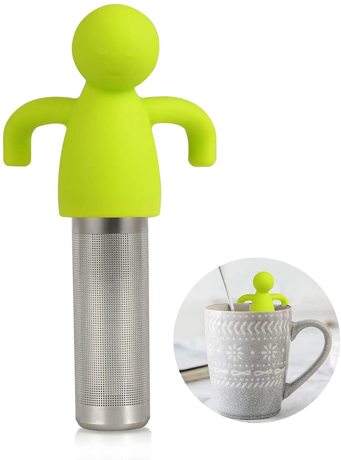 Fine Mesh Tea Ball  Infuser Cute  Stainless Steel Tea Strainer Steeper with Silicone Lid for Mug