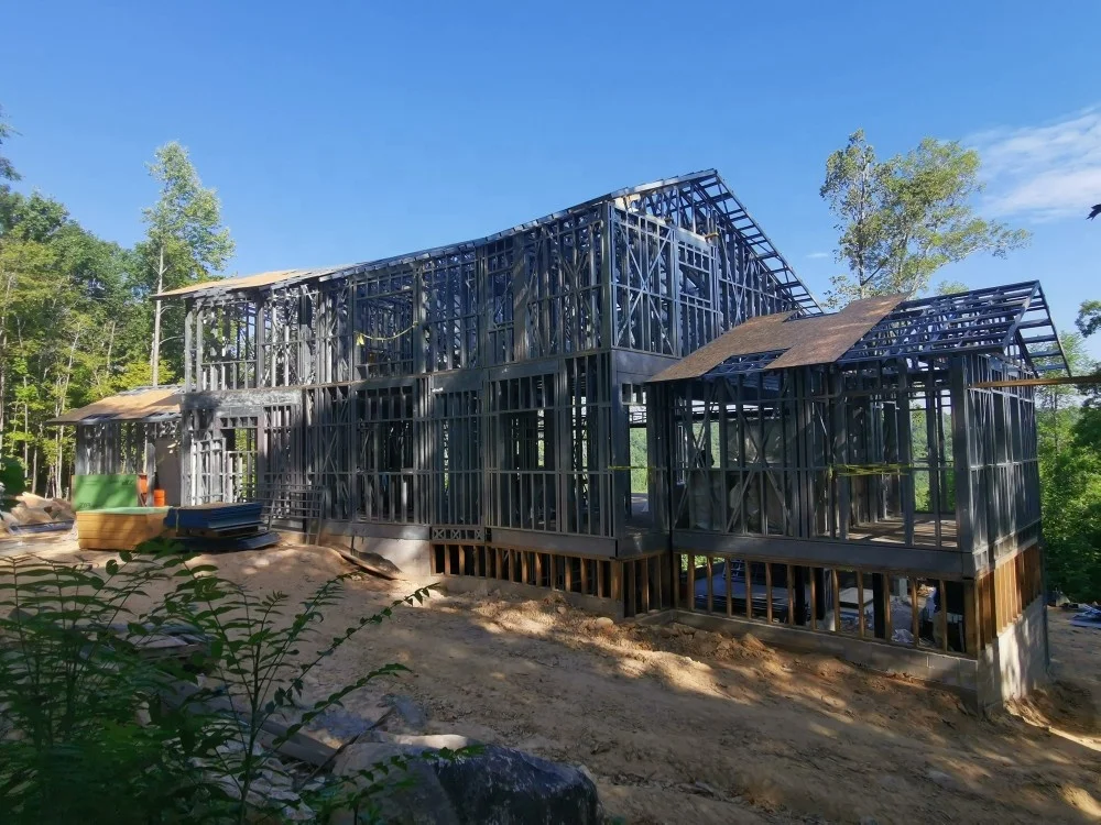 Steel Structure 2 Floor Prefab House Glass Prefab House Kits House Villa
