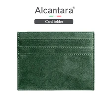 Custom logo alcantara card holder fashion luxury cardholder gift id holder unique mens luxury card holder wallet