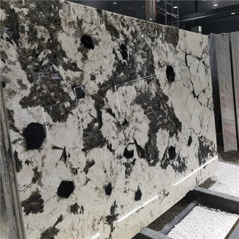 product alpinus black crystal quartzite slab for indoor wall floor countertop table top decoration-4