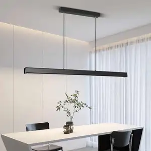 Modern Minimalist Brown LED Chandelier Pendant Lights Remote Control Indoor Lighting for Restaurant Dining Room Office Hanging