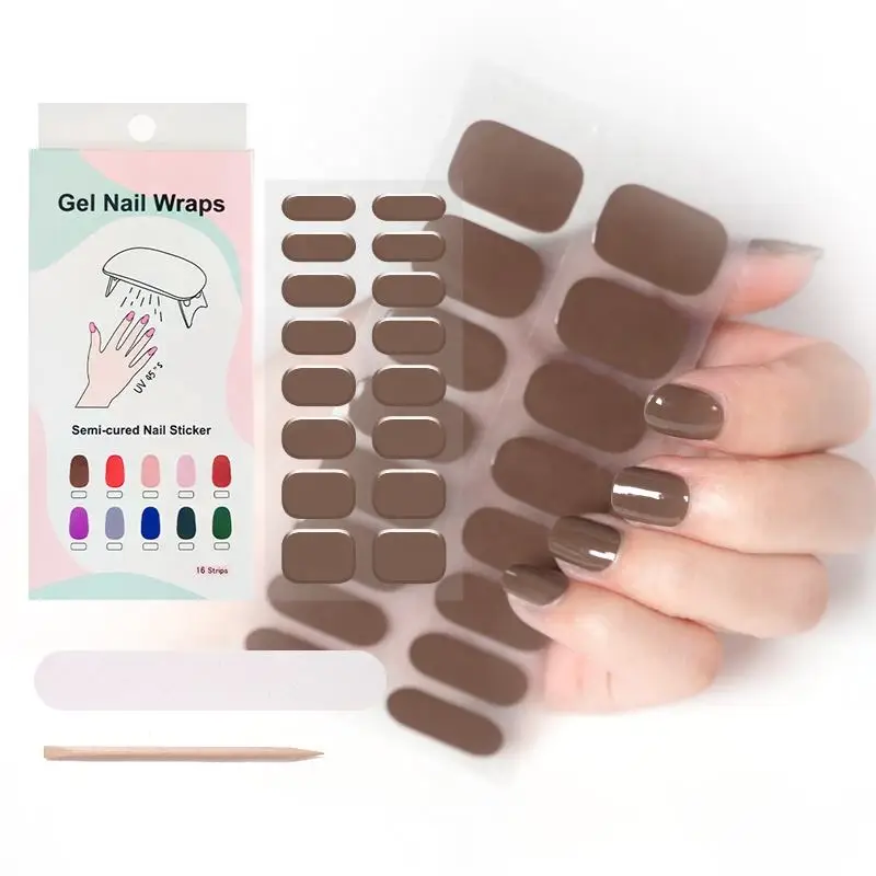 Factory Supplier New Designs Custom Semi Cured Gel Nail Polish Sticker