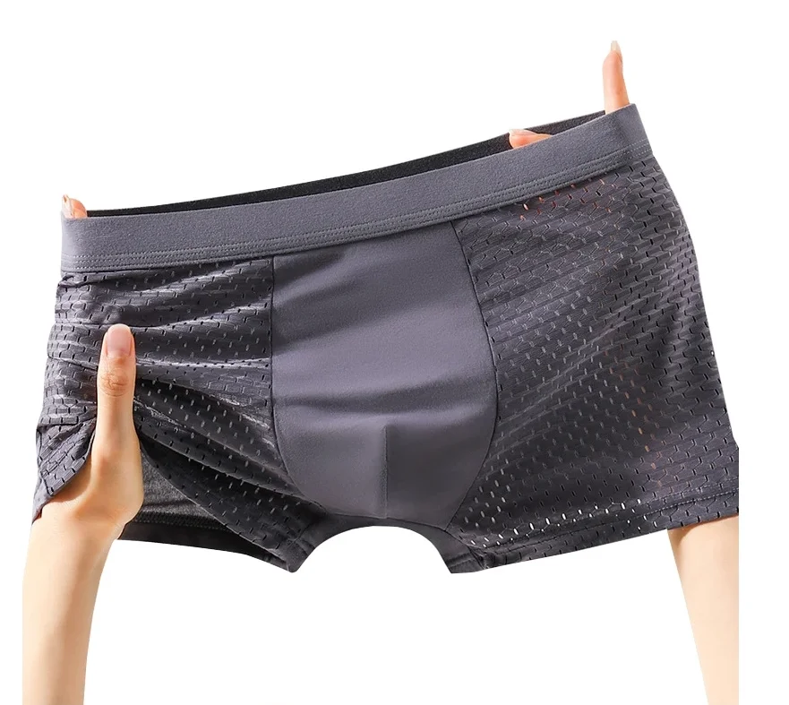 Latest Design Men Ice Silk Cooling Mesh Boxer Shorts Underwear Men Breathable Boxers