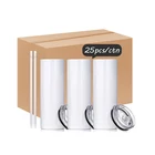 US Warehouse White Sublimation Blanks 20Oz 30oz Stainless Steel Double Wall Skinny Straight Sublimation Tumbler With Lid