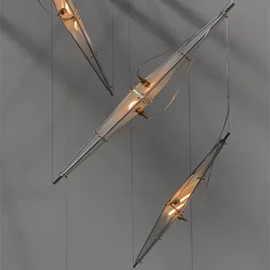 Modern Dining Room Chandelier Minimalist Art Table bar Stairwell Stainless Steel Glass Strip Light