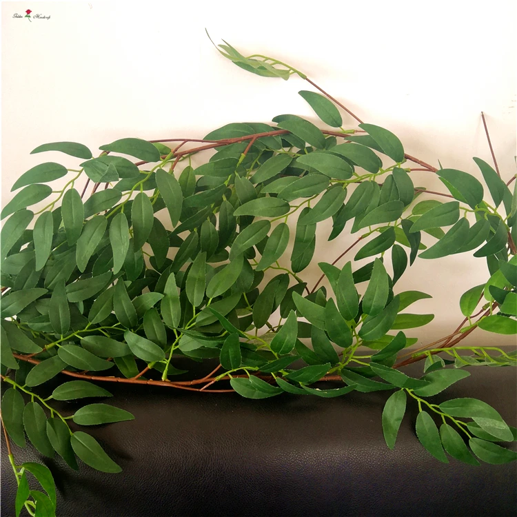 Wholesale Wedding Decoration Greenery Wreath Artificial Silk Hanging Willow Garland Plant Faux Green Leaf Wreath Vine