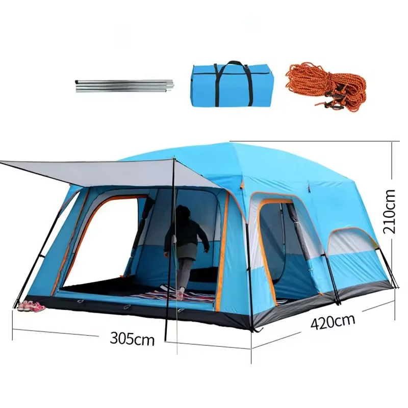 New Arrival 8-Person Automatic Pop-Up Tent Waterproof Portable Oxford Fabric Fiberglass Double Outdoor Camping Fast Delivery