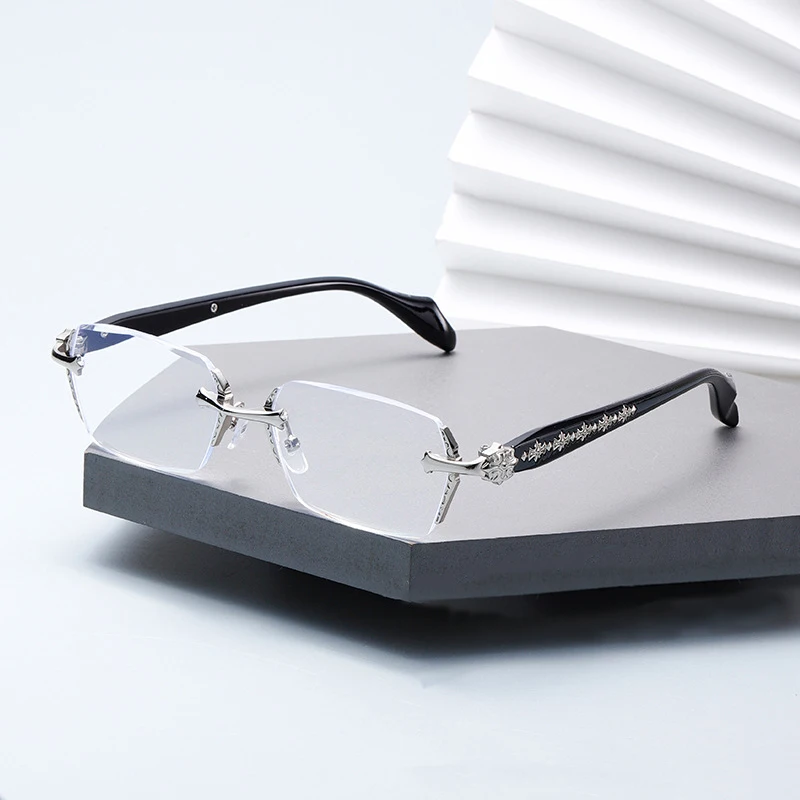 KL8013 1pc Rimless Squared Frame Blue Light Blocking Presbyopia Restoring Ancient Unisex