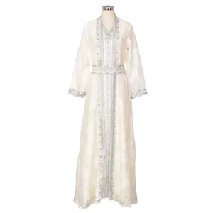 Custom Middle Eastern women's Muslim clothing new V-neck cross-border cardigan two-piece suit temperament elegant dress factory