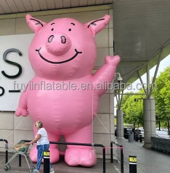 High Quality Custom Advertising Inflatable Cartoon Pig Huge Mascot Cartoon Inflatable Character Advertising Pig Balloon