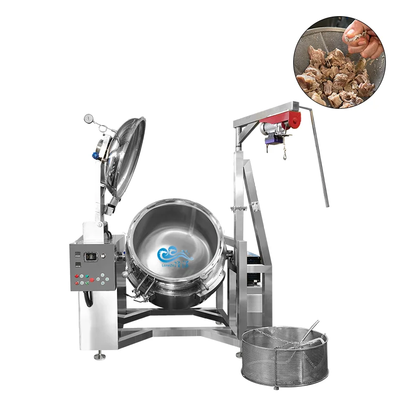 300 500 Liters Bone Broth Industrial Pressure Cooker Meat Soup Automatic Tilting Cooking Pot Bean Corn Steam Boiling Pan