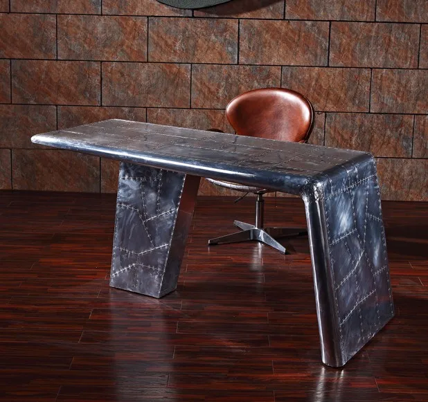 Bureau Aile D'avion Héliolithe – Métal Aluminium Gris, 150 Cm, 3 Tiroirs (Occasion)