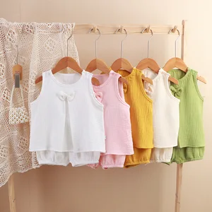 Muslin Baby Clothes Double Layer Gauze Tank Top Skirt Short Baby Clothing Sets