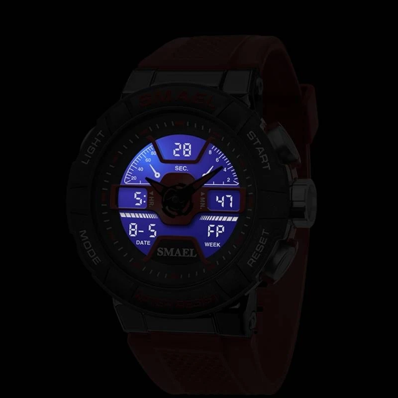 SMAEL 8067 New Style High Quality Men Digital Watch Stylish Silicone Strap Water Proof Luminous Sports Running Wrist Watch