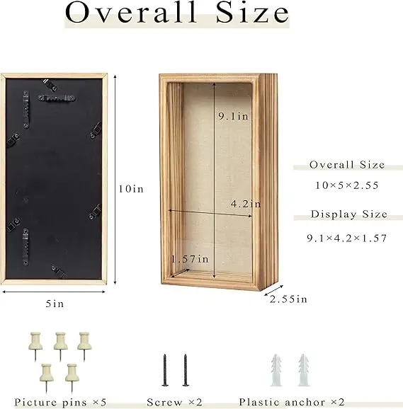 Wholesale New Design Shadow Box Frame 5x10 Shadow Box Display Case with Linen Back