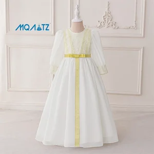MQATZ Cross-Border Middle East Long-Sleeved White Puffy Dress Skirt Summer Cross-Border Middle East Muslim Evening Abaya