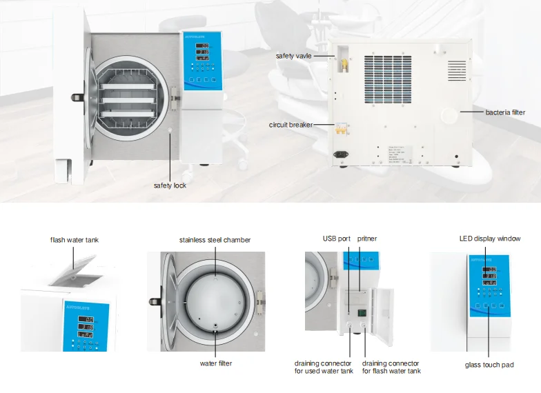 Dental Class B Autoclave Sterilizer with Pre-Vacuum Drying Function with Printing High Quality Sterilization Equipment factory