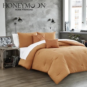 2022 New Arrivals in Home Textiles CozyLux Seersucker Comforter Sets Dec Emboreidery and Pinktuck Dec Pillow 5pcs