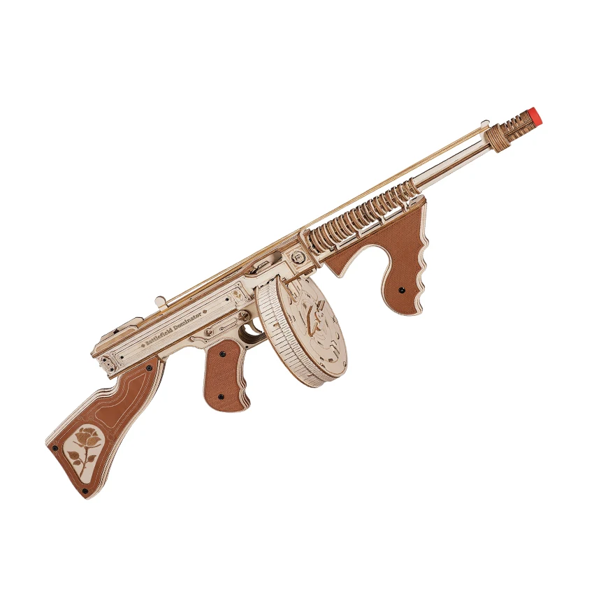Robotime Rokr DIY Wooden Crafts LQB01 Submachine Gun Model Kit Toys 3D Puzzles for Adults