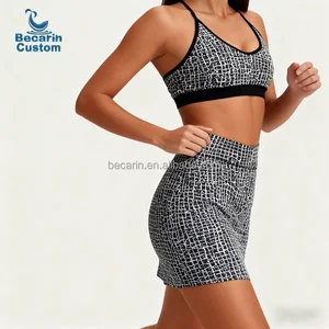 OEM Workout Sets for Women 2 Piece Yoga Outfits Set Workout Outfit-Fitness Sports Bra and Short Skirt