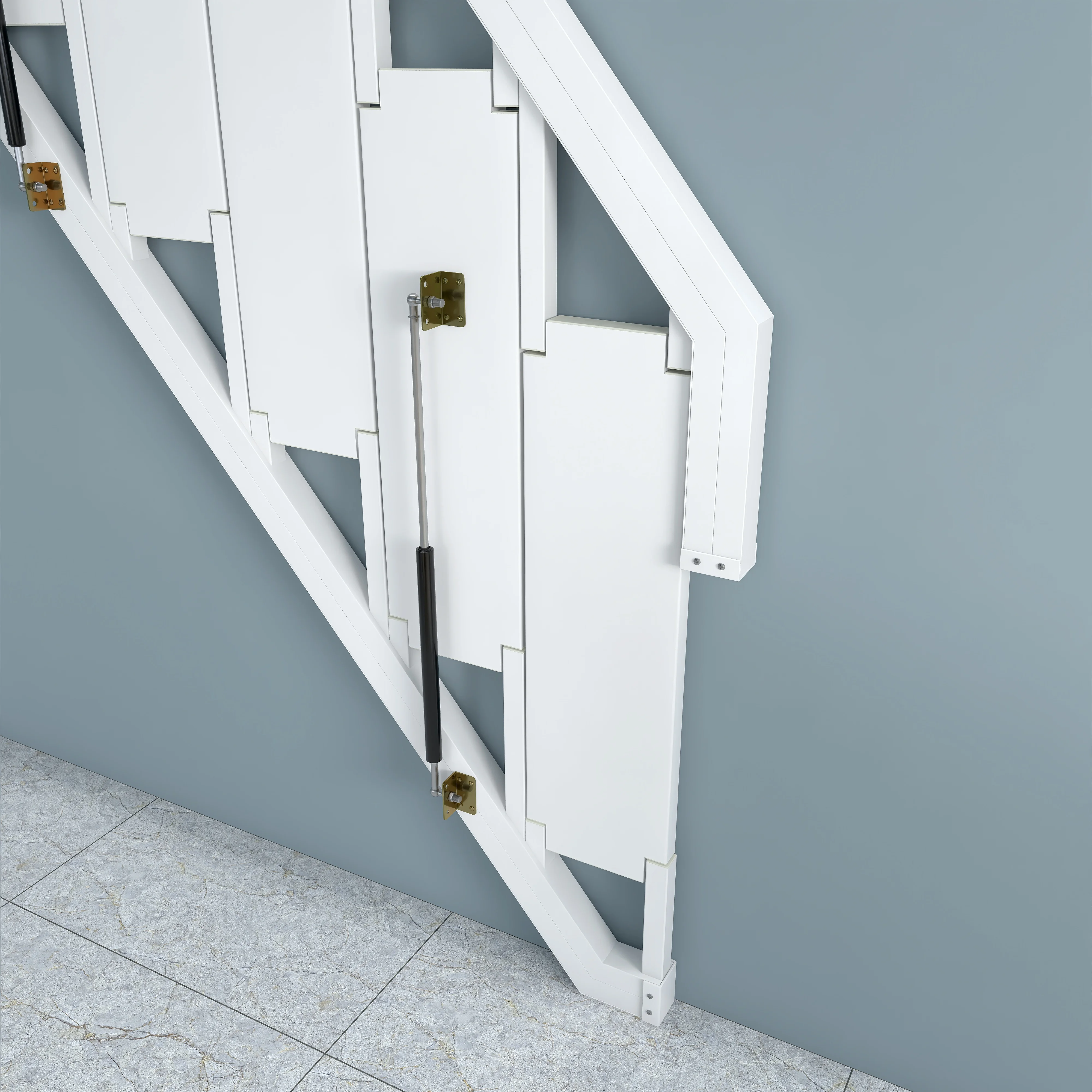 Customized Aluminium Alloy Collapsible Folding Stairs Against Wall