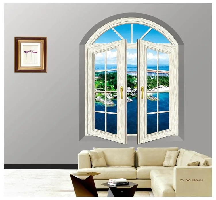 Frame Aluminum Round Pictures Window with Grill Design Burglar Proof Window Half Circle  Window Motor Puerta Corredera