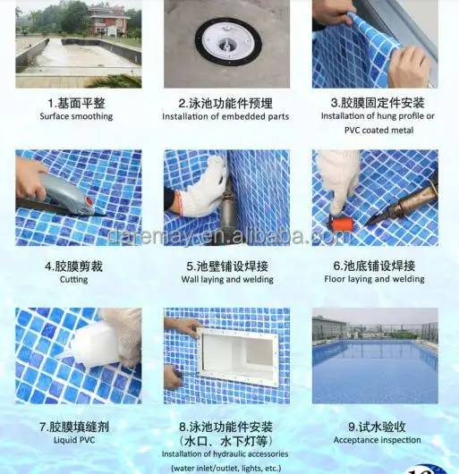Factory Supply Waterproof Pvc Liner Plastic Vinyl Swimming Pool Liner