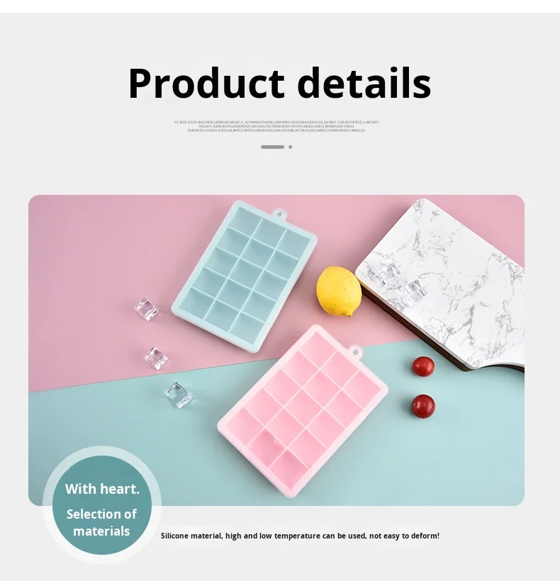 Handmade Creative 15 Grid Silicone Ice Mold Food Grade Baby Food and Ice Cream Maker with Lid for Household Ice Box supplier