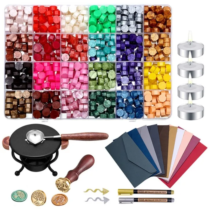  600PCS Sealing Wax Kit with Wax Stamp Beads, Octagon