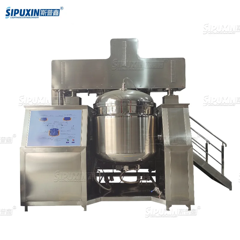 1000L cream mixing dispersion motor shampoo lotion toothpaste homogenizing mixer machine with oil water tank