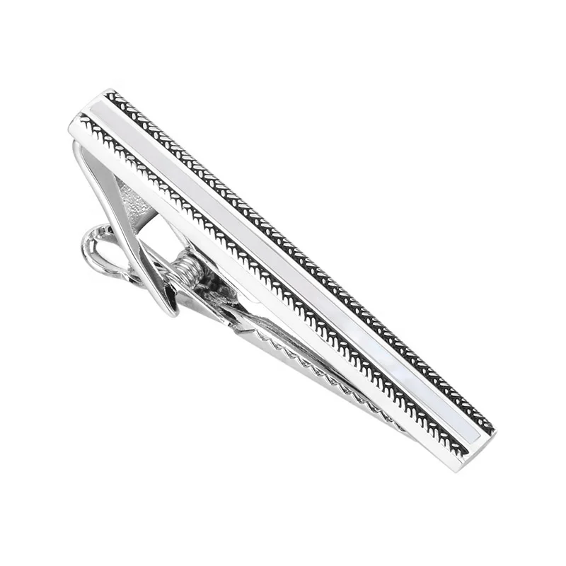 HX New Mens Metal Dull Silver Plated Simple Necktie Tie Pin Bar Clasp Clip 