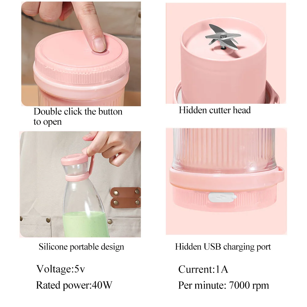 In Stock Smart Mini Juicer Bottles 380ML USB Rechargeable Portable Mini Electric Fresh Juicer Blender