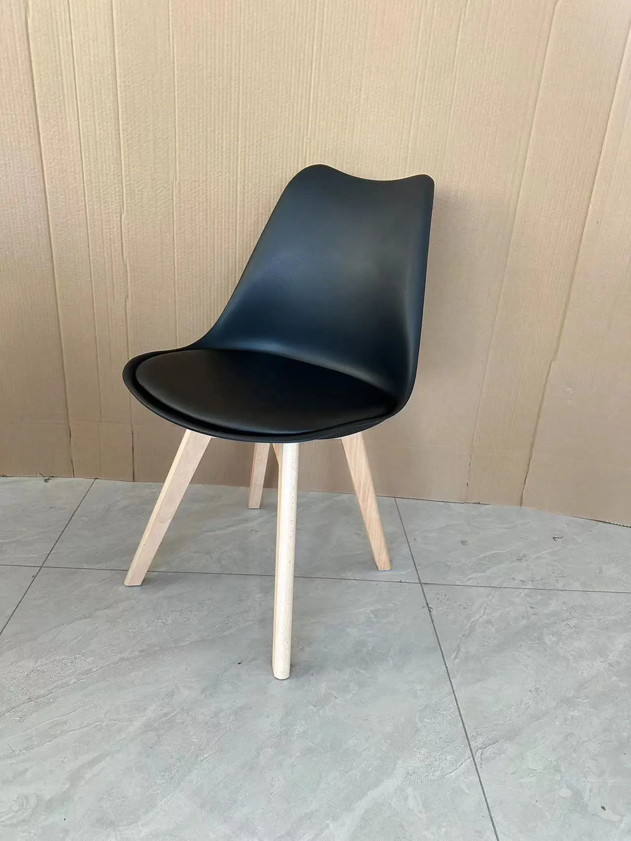 SILLAS ESTILO NORDICO NORDIC STYLE Grey Scandinavian Plastic Eco Leather Dining Office Kitchen Chair
