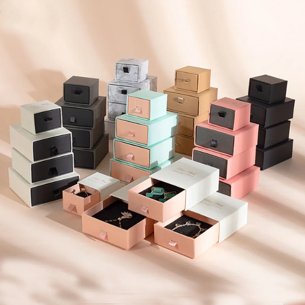 Multi Colors Kraft Paper Drawer Box for Necklace Bracelet Rings Jewelry ...