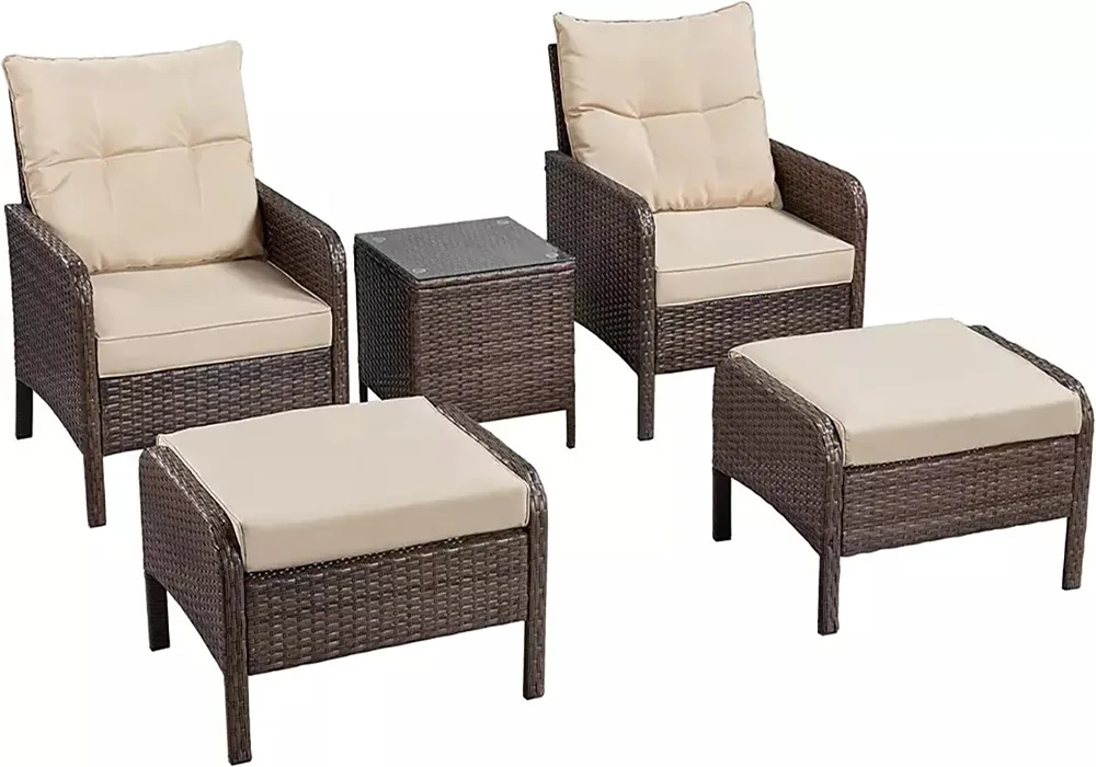 Classic Style Space Saving Wicker Rattan Chairs Garden Sofa Set Outdoor