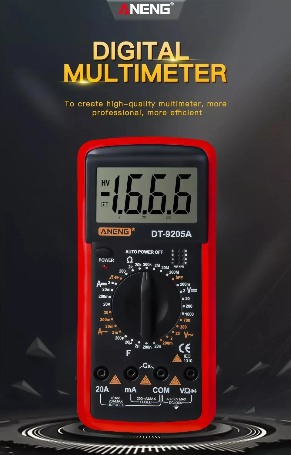 Dt9205a High Precision Digital Voltage And Current Multimeter Ac/dc ...