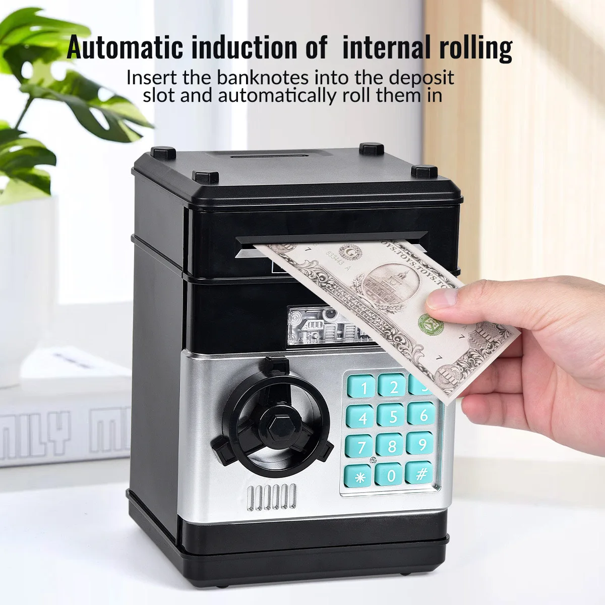 Automatic Mini Safe Coins Cash Saving Money Creative Safes Box Password  Counter Code Key Lock Coin Child Gift
