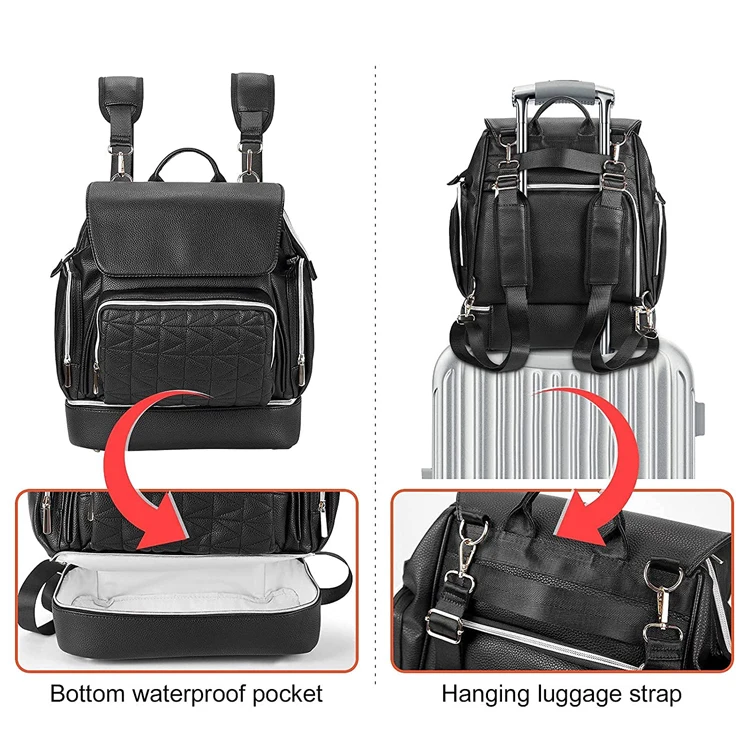 Новое поступление, водонепроницаемый дорожный рюкзак из искусственной кожи для пеленок, коричневые рюкзаки для мамы с пеленальной подушкой