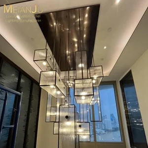 Zhongshan Customizable Multi-Color Pendant Light Ceiling Lamp Premium Stainless Steel Ripple Frosted Glass for Hotel Lighting