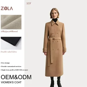 ZOLA 2026 Timeless Camel Tailored Women's Coat 10% Alpaca 90% Wool Double Sided Fabric Customized OEM&ODM Winter Outerwear