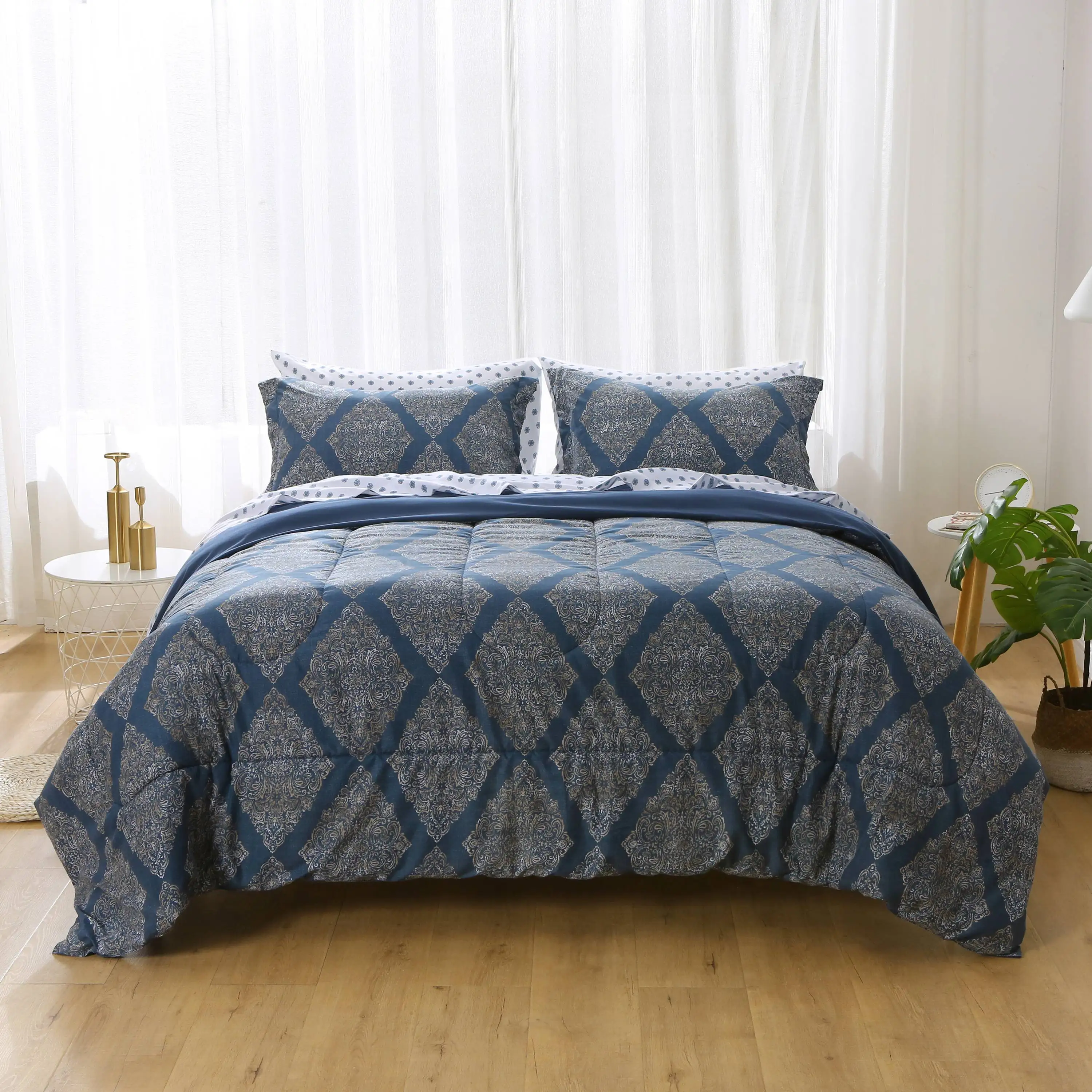 Aoyatex Soft Comforter Sets 7 Piece Printed Bedding Sets 7 Pieces