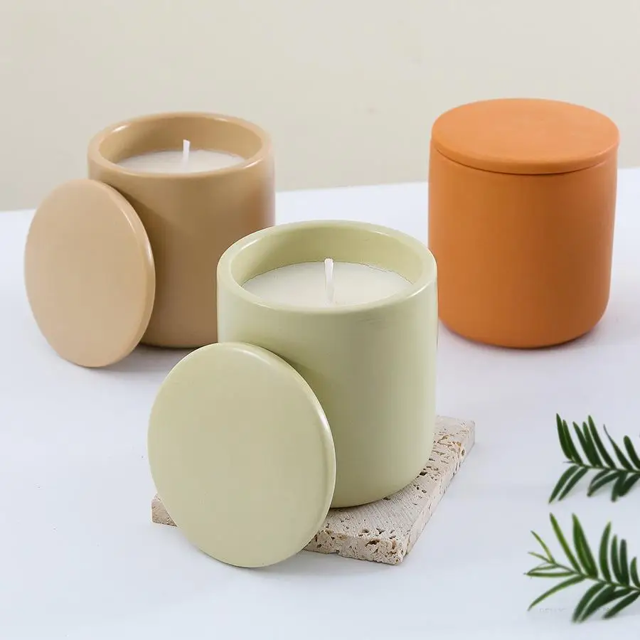 Handmade matte Nordic European Christmas ins thick-rim aromatherapy candle cup empty cup ceramic candle holder